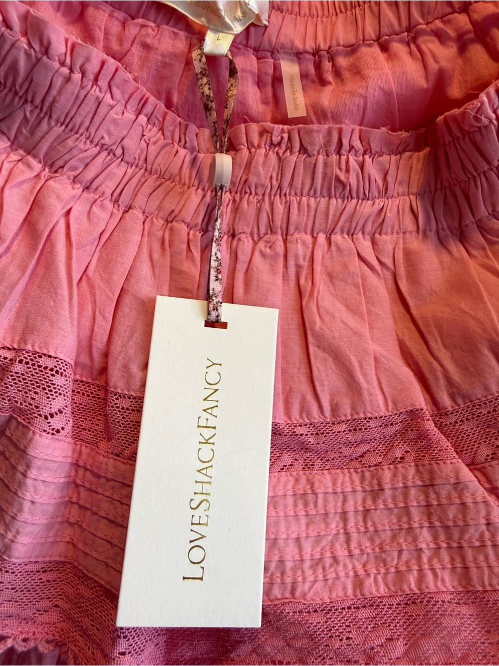 LoveShackFancy Pink Tiered Mini Skirt - Picture 2 of 2